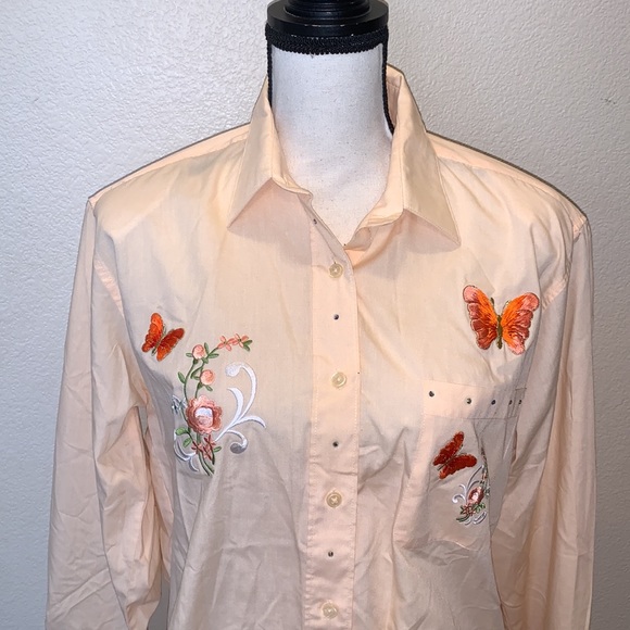 Softwear western embroidered floral sequined long sleeve button down shirt - Picture 2 of 11